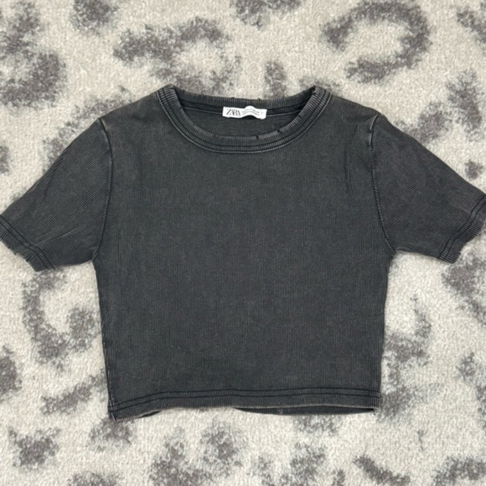 Zara black basic simple short mini short sleeve f… - image 1